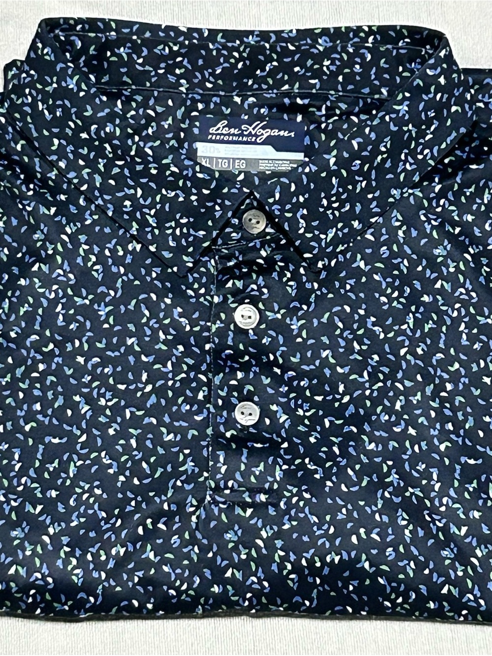 Hogan Men's Navy Polo with Blue & Mint Micro-Print